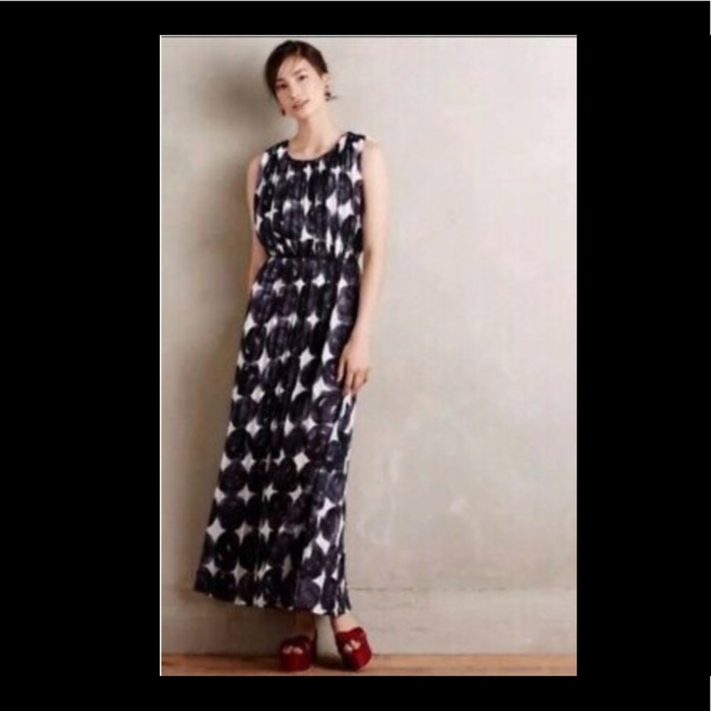 Anthropologie Maxi Dress: Grey Print